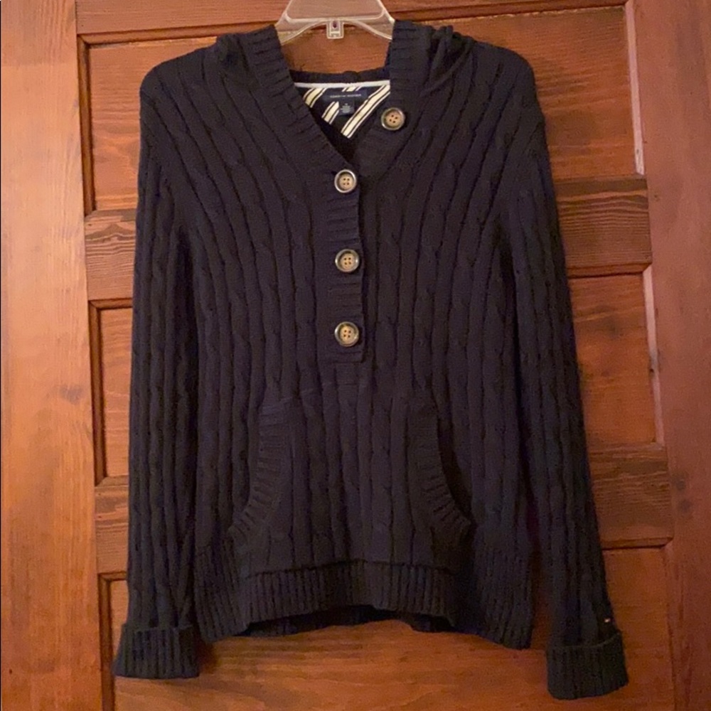 Tommy Hilfiger cable knit hooded sweater